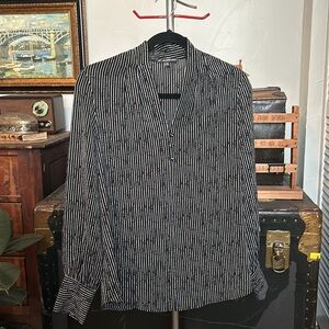 Adrianna Pappell Pinstripe Blouse with Covered Buttons